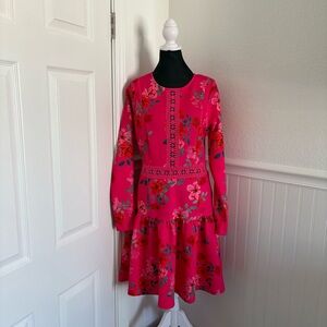 NWT size 10 Alexia Admor Fuchsia Floral Long Sleeved Drop Wait Dress